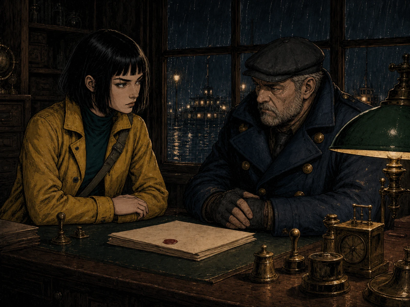 A panel with a narration caption box