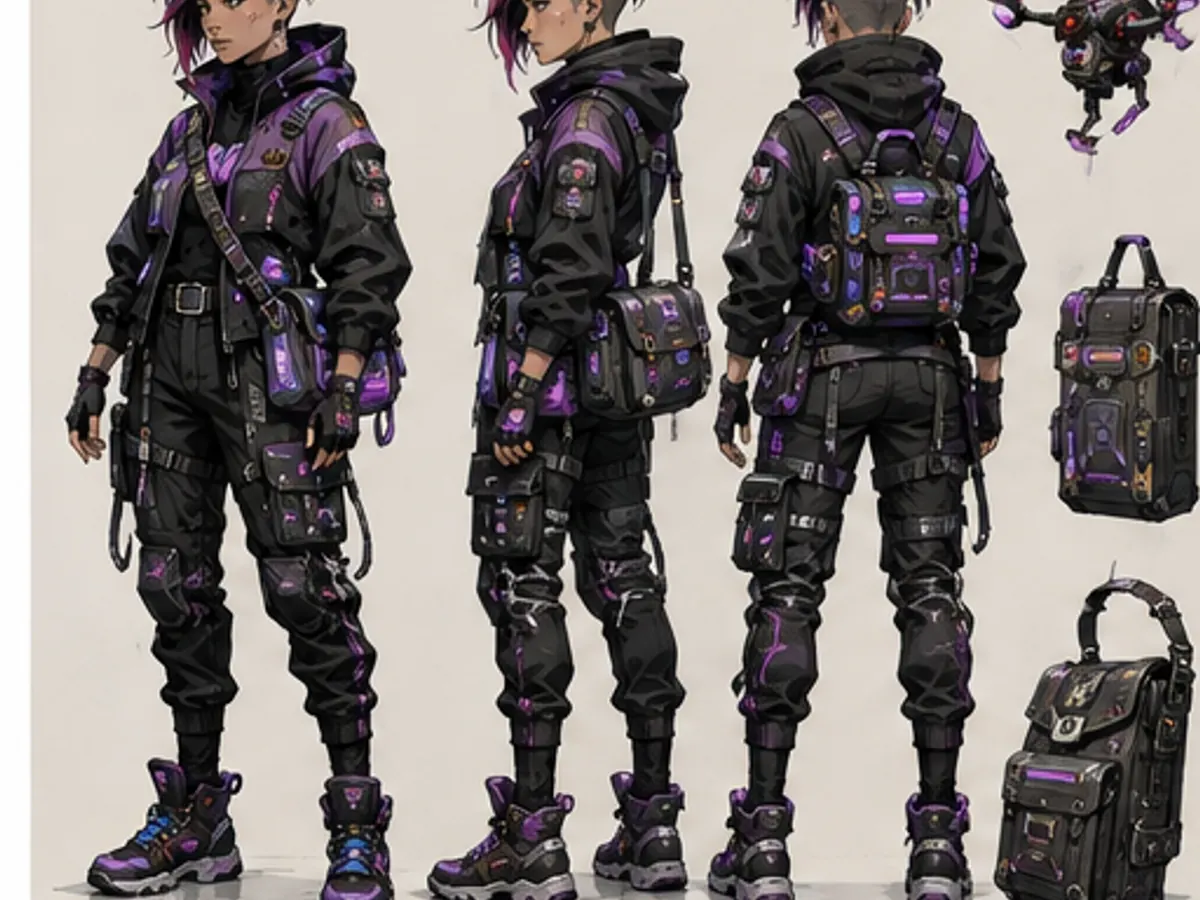 Original cyberpunk courier shown from multiple angles
