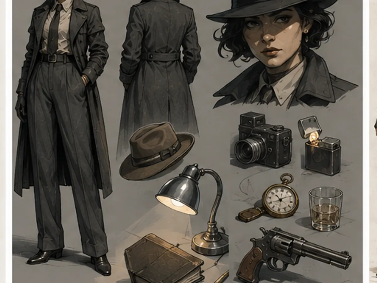 Original noir detective with camera and desk props