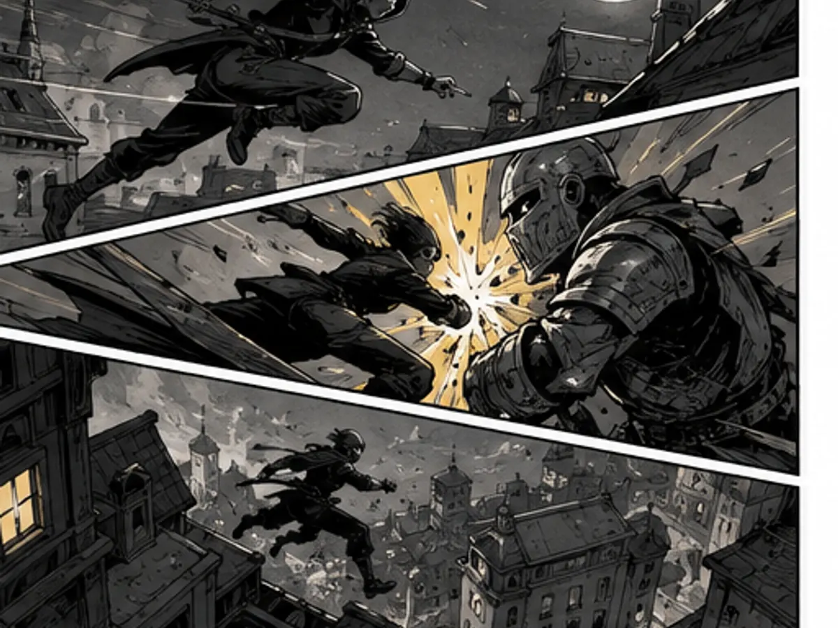 Dynamic diagonal panels for an action sequence