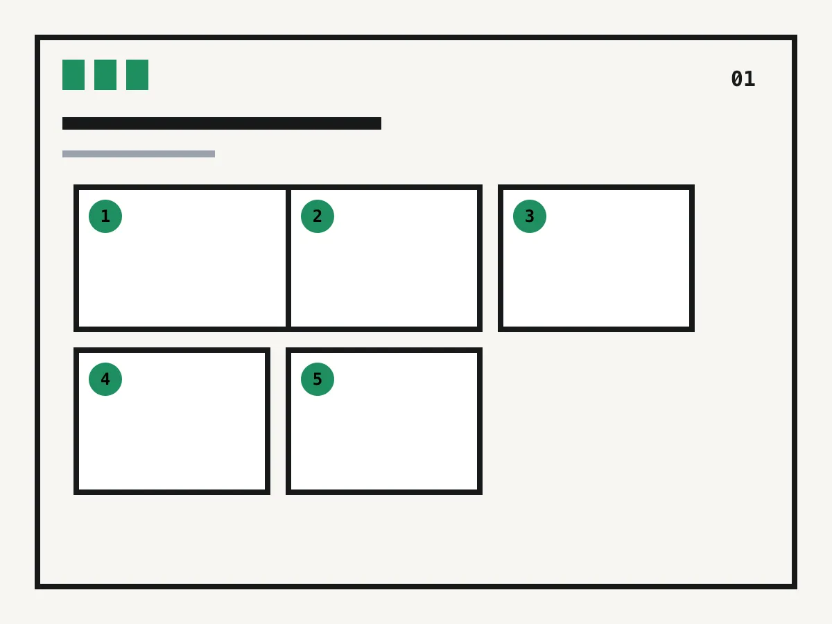 Comic grid numbered from left to right